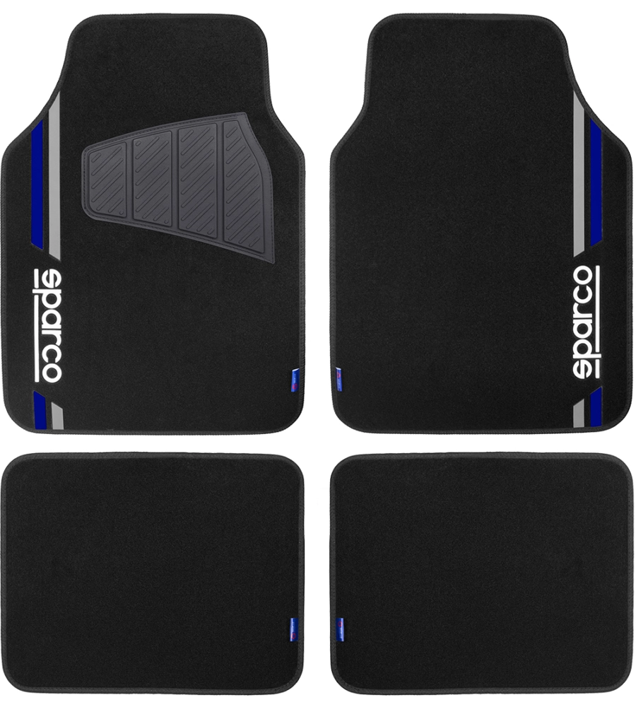 Set completo spc19  tappetini auto universali in moquette nero/blu poliestere